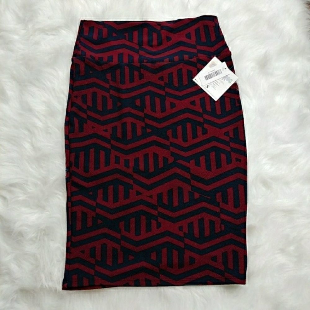 Lularoe Navy Red Cassie Skirt Small Geo Pr…